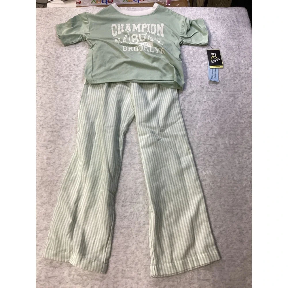 Art Class Kids‎ Green Champion Brooklyn Pajama Set Size M 8 Z96MY8 NWT